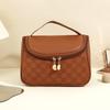 Simple checkerboard cosmetic bag women's high-end sense large-capacity storage bag waterproof portable travel toilet bag