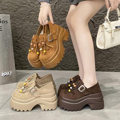 Womens Loafers Shoes All-Match Female Footwear Clogs Platform Slip-on Summer New Comfortable Dress Creepers Spring Lace-Up