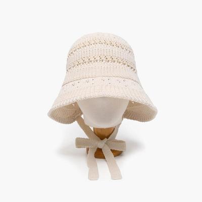Women's Patterned Ribbon Bucket Hat Punching Wide Brim Hat