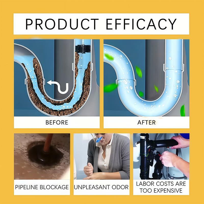 Drain Cleaner - Easily Dissolves Grease And Hair in Pipes, Unclogs Them for Smooth Drainage, Suitable for Various Types of Pipes