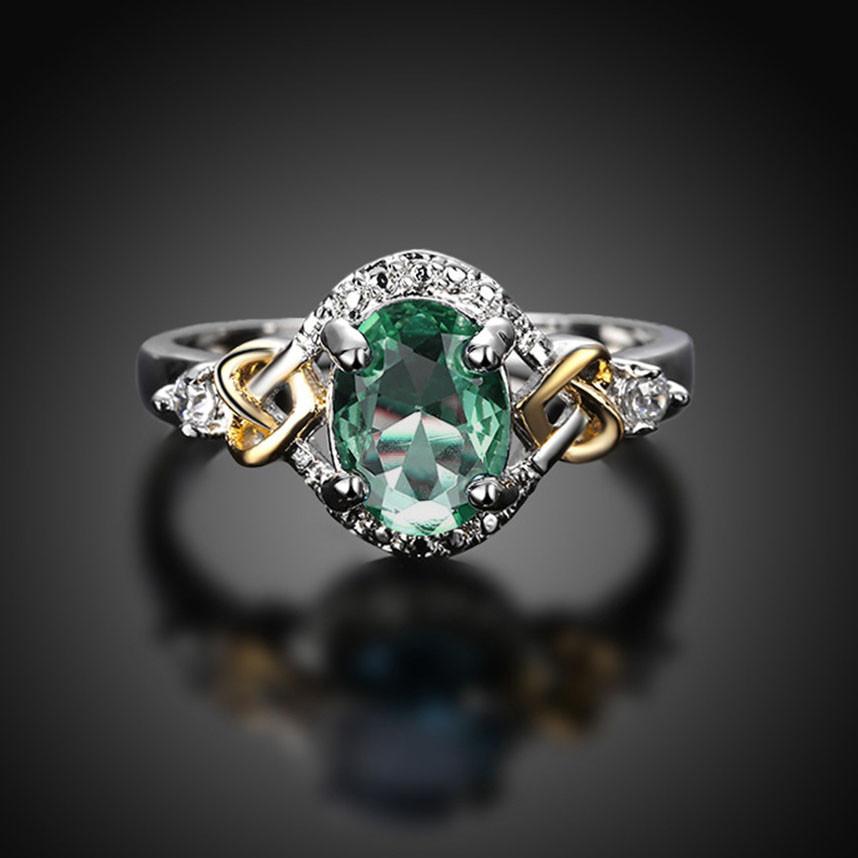 Copper Encrusted Zircon Ellipsoid Ring Hand Jewelry Woman Fashion Simple Gift