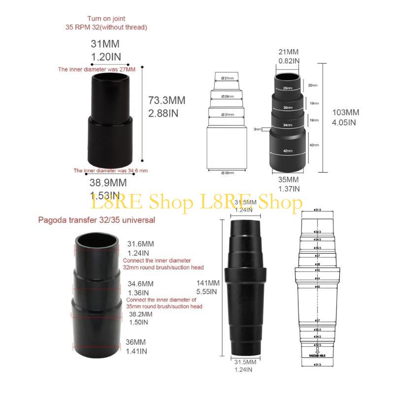 L8RE Universal Vacuum Cleaner Hose Adapter Reducer Attachment Set Converter Dust Extraction Hose Port Adapter Accessories