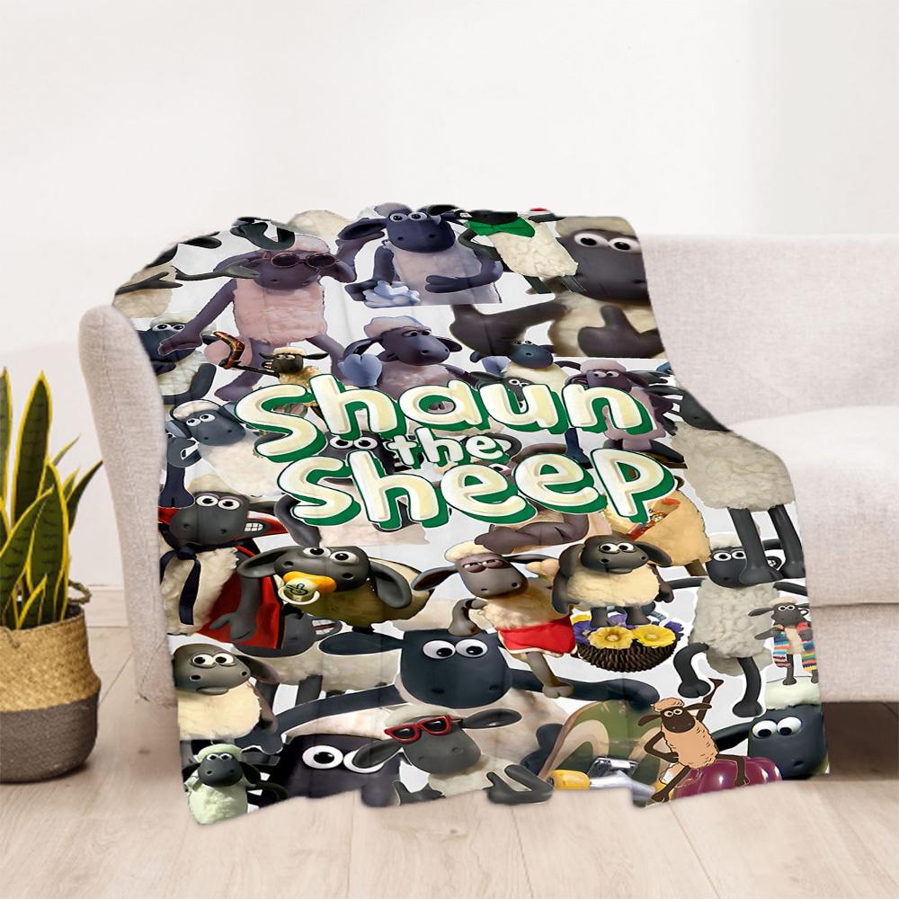 1pc Sheep Shaun Outdoor Blanket Lightweight Flannel, Soft & Warm, All-Season Use for Sofa, Outdoor, Camping, Living Room, Office098