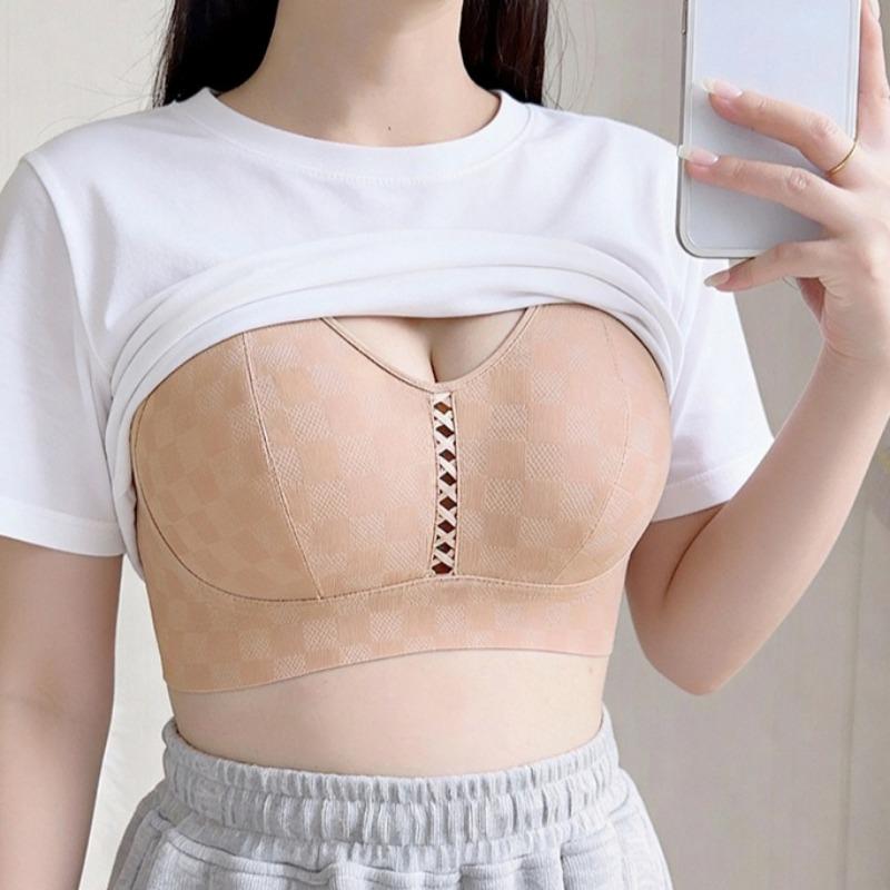 Adjustable Gather and Close The Breast Large Size Bra Anti-sagging Liquid Foundation Seamless Underwear Women's Big Breasts Small Bra