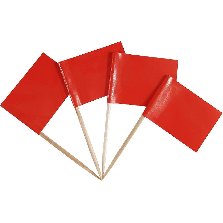 JBCD 200 Pcs Pure Red Blue Yellow and Green Flags Toothpicks 4 Soild Color Cupcake Toppers Decorations, Cocktail Toothpick Flag Cake Topper Picks