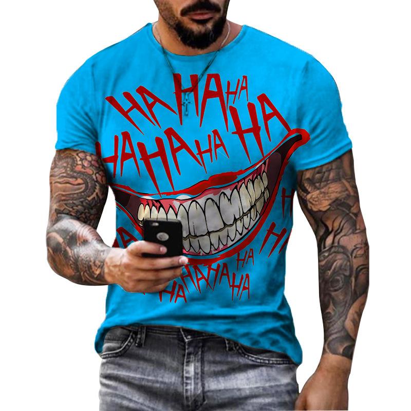Popular Blood Handprint 3D Printed Pattern Street Men's Casual Loose T-shirt