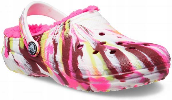 Crocs Classic Lined Marmorierter Clog K 207773 |C12/EU 29-30| Elektrisches Pink/Multi
