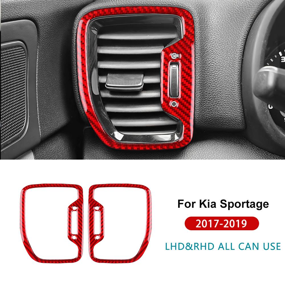 Real Soft Carbon Fiber Sticker For Kia Sportage 2017 2018 2019 LHD RHD Car Side Air Outlet Frame Interior Trim Accessories