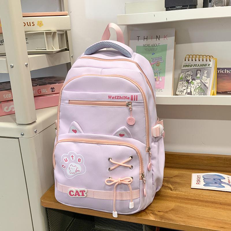 School Bag 2025 New Cute Ins Korean Version Large Capacity Junior High School Student School Bag Versatile Sweet Backpack Lightweight Backpack