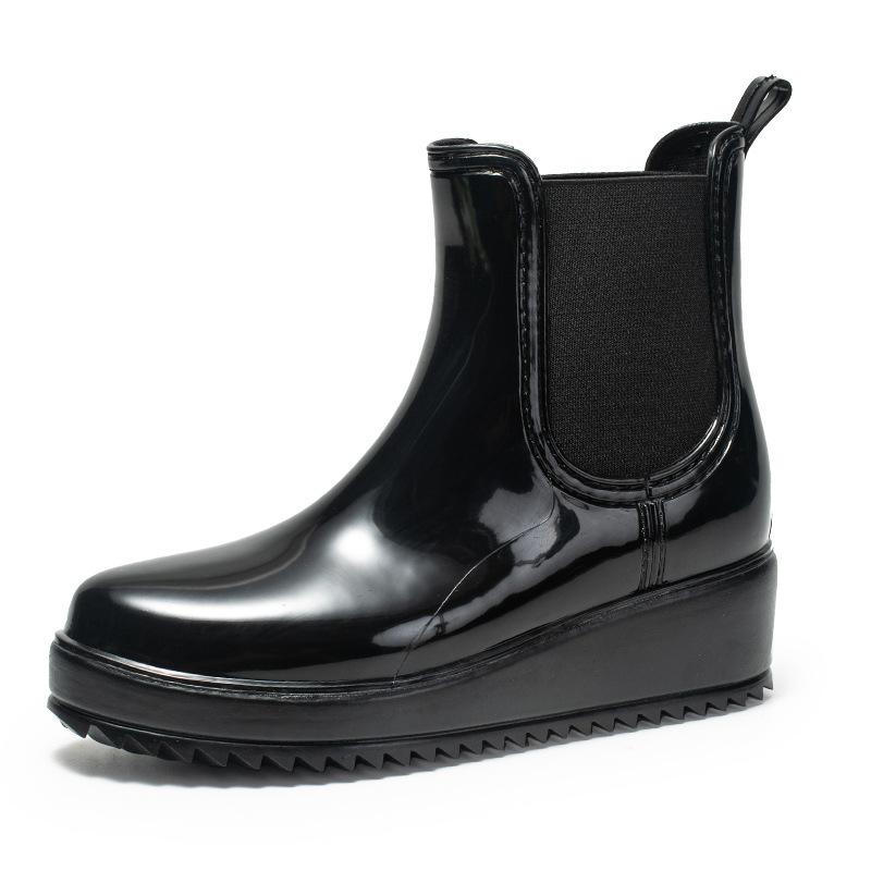 Fashion Chelsea mid-tube rain shoes women s elastic rain boots Martin boots non-slip water boots rain boots cover shoes 35
