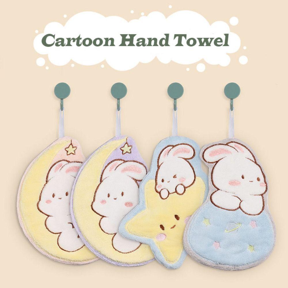 

Hangable Absorbent Towels Coral Velvet Cleaning Rags Cartoon Hand Towels Kitchen