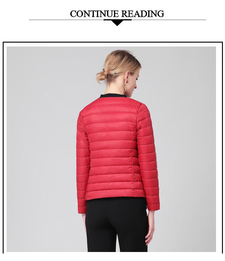2025 Women's Round Neck White Duck Down Jacket – Comfortable, Versatile, Short, Solid Color, Cold Protection