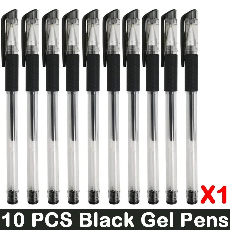 10/100 PCS Roise Retractable Gel Pens Set Black/Red/Blue Ink Ballpoint for Writing Refills Office School Supplies Stationery