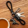1SET Motorcycle Decoration Accessories and Car Keychain Single Leather Woven Rope Metal Keychain Handbag Pendant Small Gift
