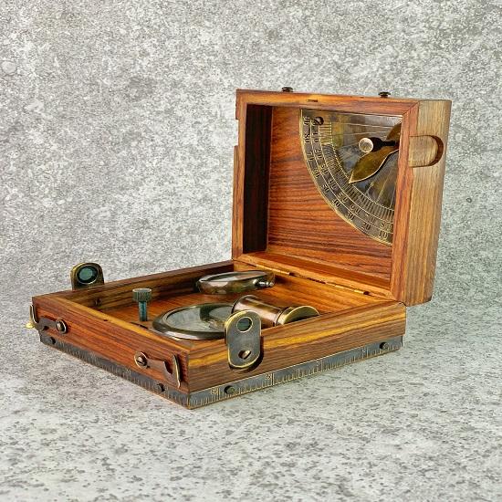 Marine Master Box Sextant Alidade Geschenk für Handelsmarine Piraten Vintage Geschenk Sextant Sammelkompass Geschenk für Papa Geschenk zum Ruhestand