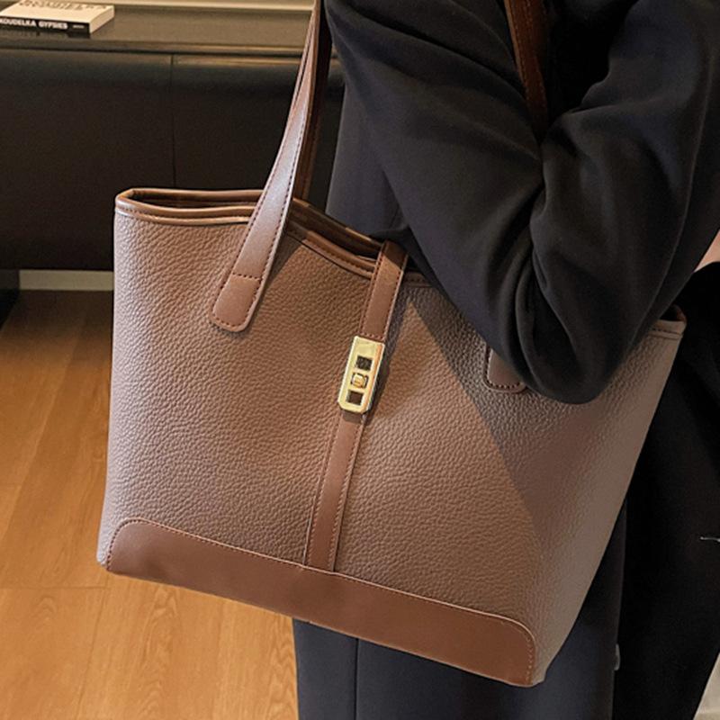 Casual Retro Bag, Women's Large-capacity Commuter Single-shoulder Bag, Color-matched Stylish Underarm Tote Bag