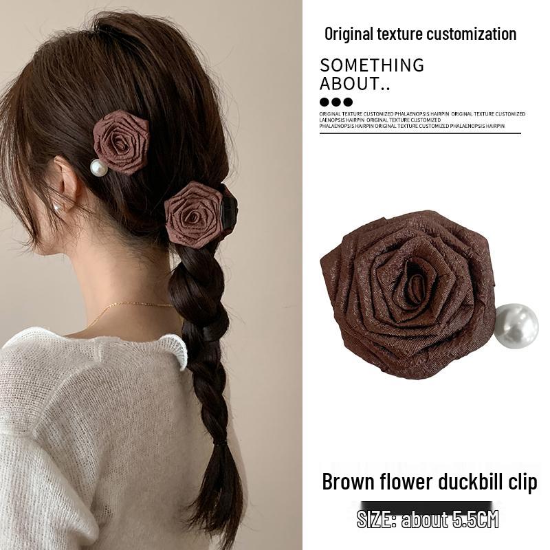 

Новый высококлассный зажим-краб для волос с сушеной розой для женщин - Элегантный аксессуар для бокового или высокого хвоста