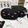 Sweet Butterfly Bow Embroidered Canvas Organizer For Stationery And Cosmetics