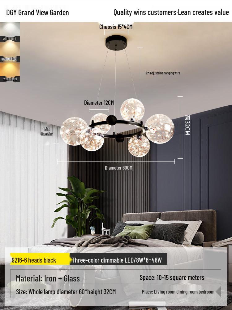 Nordic Modern Minimalist Luxury Starlight Chandelier for Living Room, Dining Room & Bedroom - Model 021L