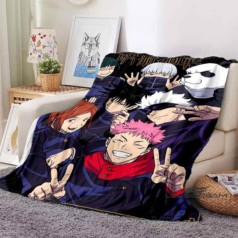 Jujutsu Kaisen Cartoon-Themed Flannel Blanket — Soft & Cozy Throw for Bed, Sofa, or Picnic Use — A Great Gift for Kids