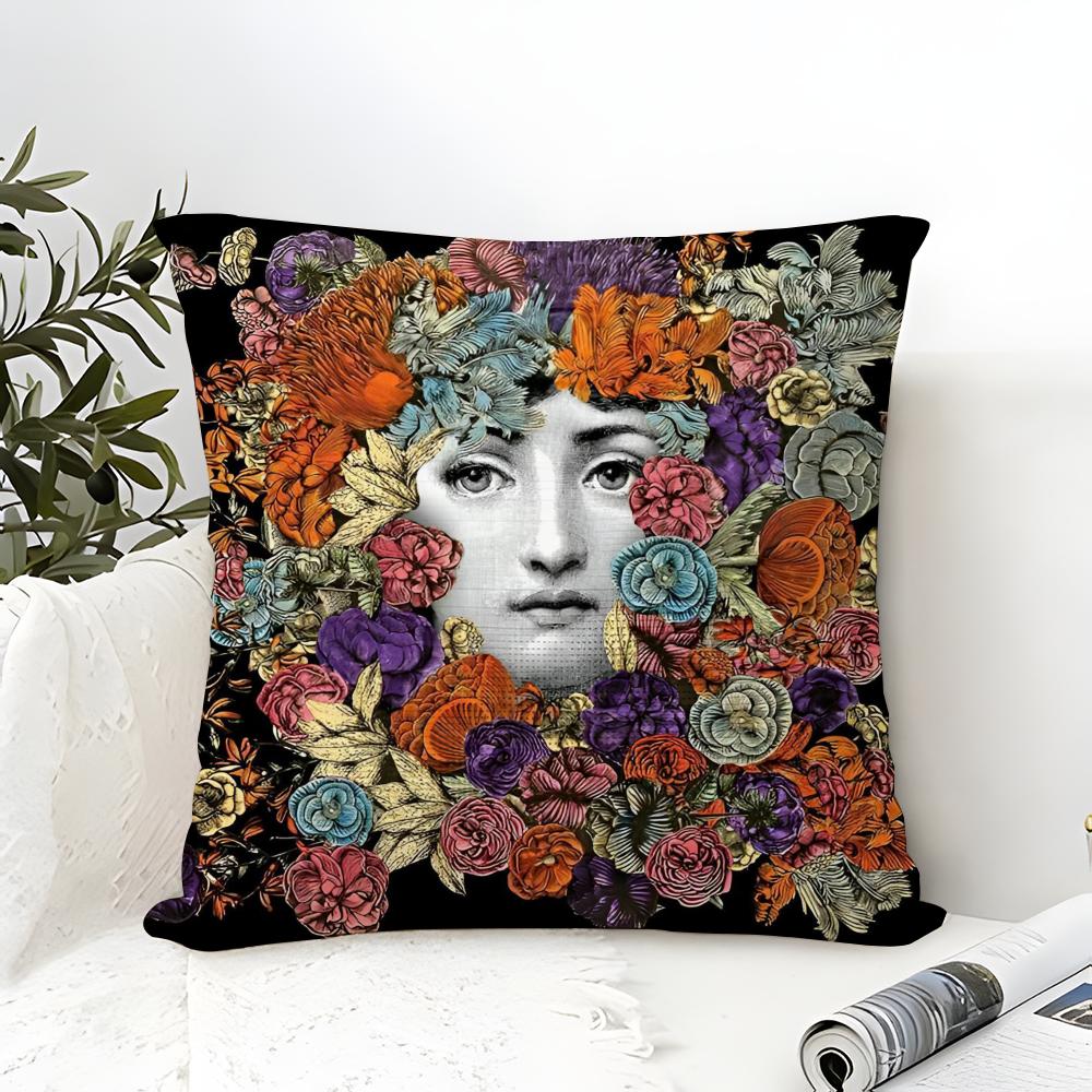 Abstract Women Simple Anime Art Pillow Case Cotton Linen Fabric Square Zipper Pillowcase Home Decorative Living Room