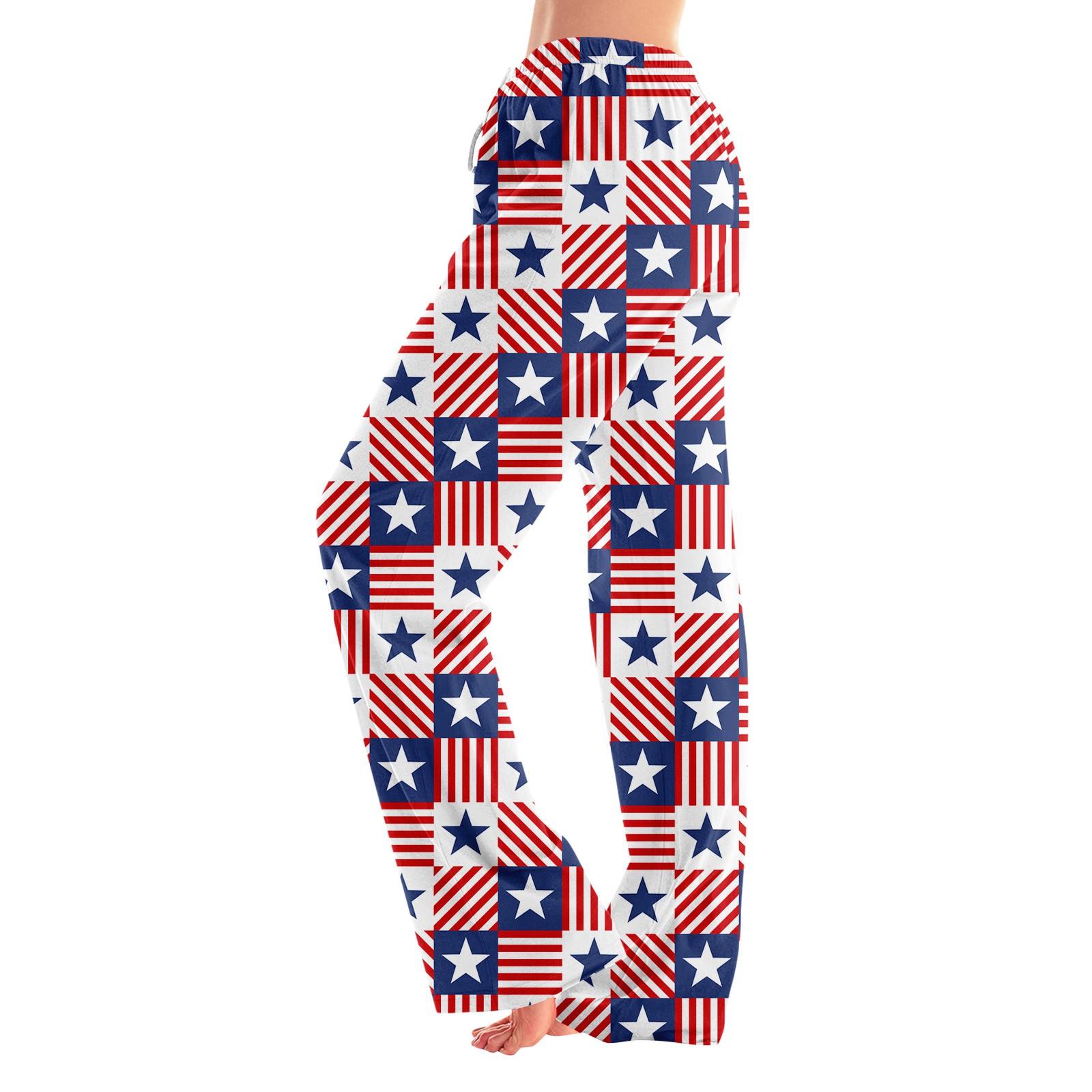 

Женские модные свободные повседневные брюки с принтом «День независимости» XL винный