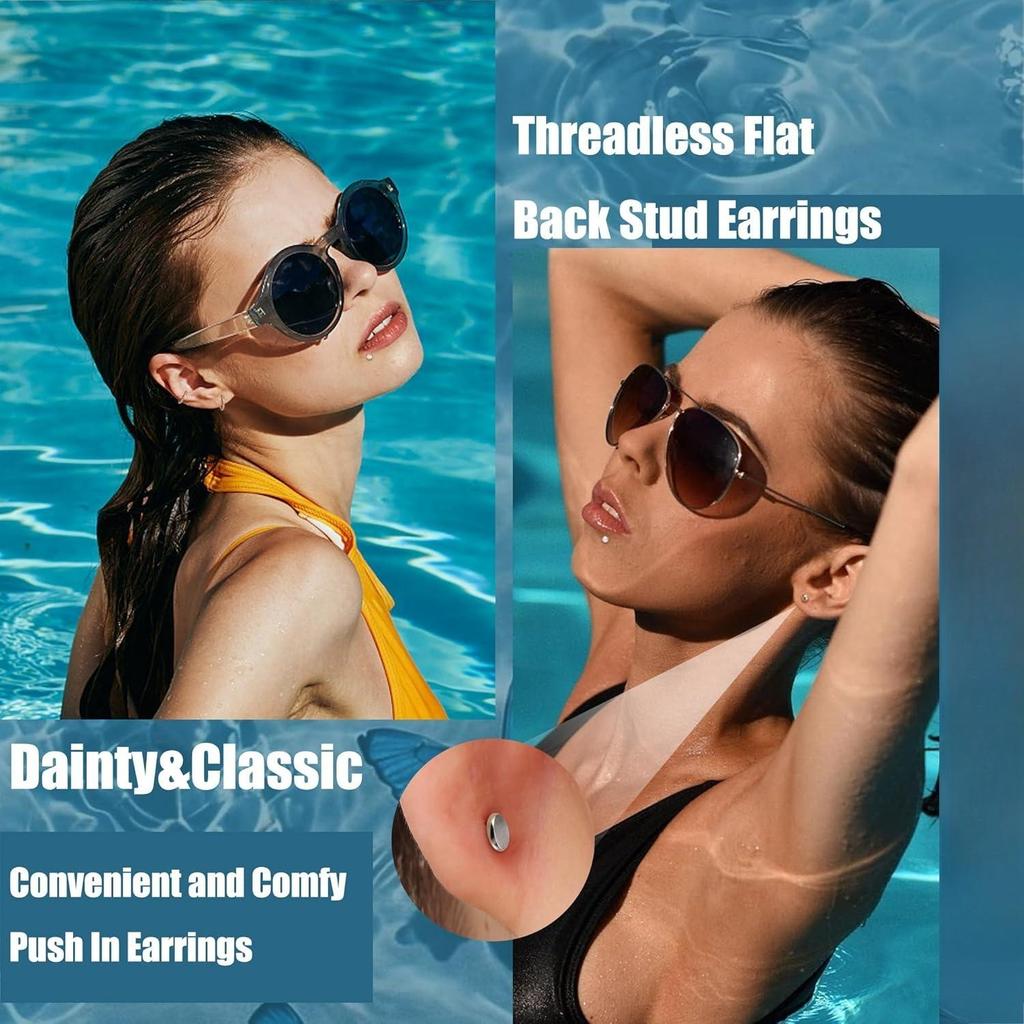 18 Paar 20G Chirurgenstahl Flachrücken Ohrringe für Damen Herren Push-in Nasenpiercing Ringe Knorpel Lippenringe Tragus Piercing Schmuck