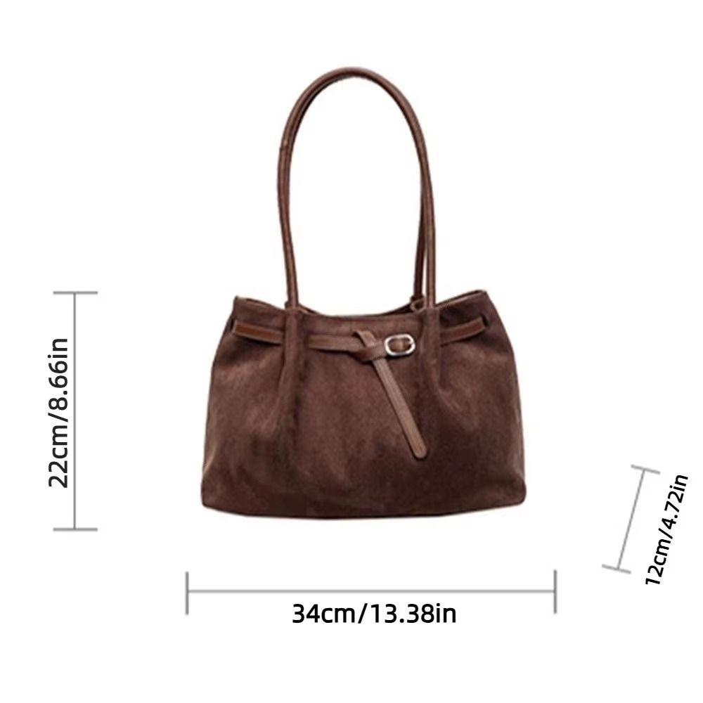 PU Leather Suede Tote Bag Solid Color Underarm Bag Waterproof Matte PU Handbag  Autumn and Winter