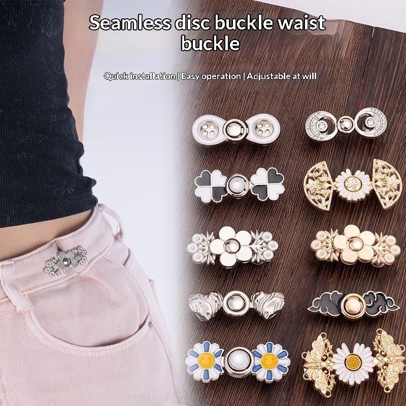 Various Cute Styles No Sew Waist Tightener Buttons Alloy Adjustable for Jeans Skirt Pants Waist Adjustment Accessory