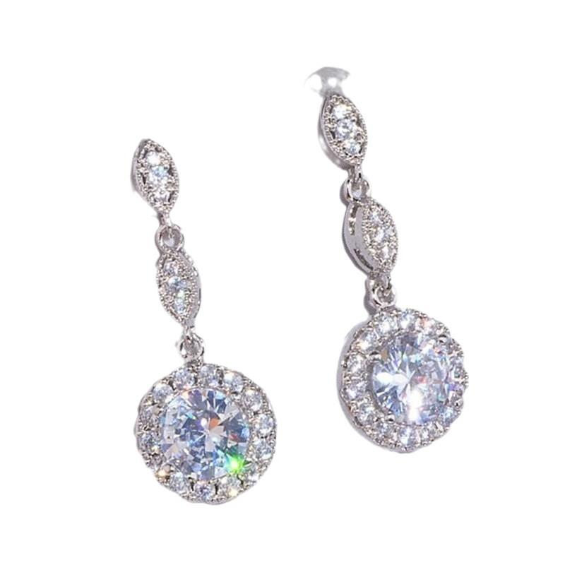 Green Sky Douyin Super Flash Zircon Fringed Earrings, Long Round Bag Earrings for Women, Trendy Korean Temperament Ear Jewelry for Women