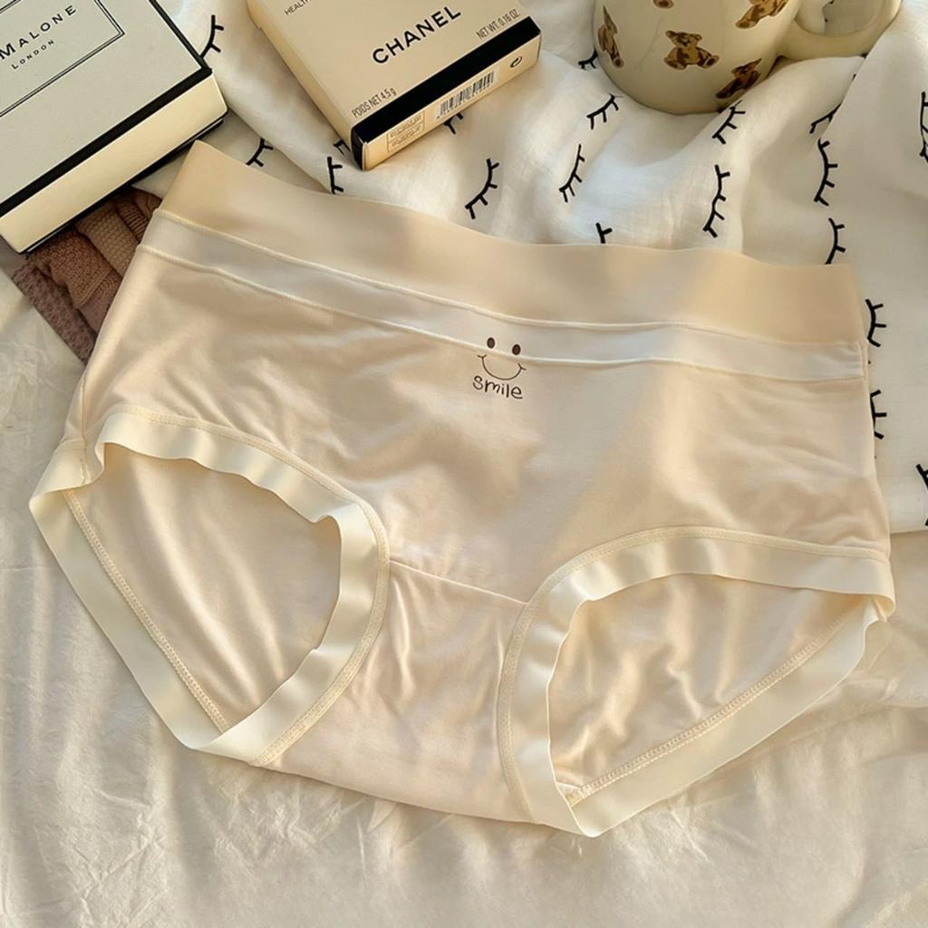 Damen Frühling und Sommer Hübsches Lächelndes Gesicht Reine Baumwolle Antibakteriell Nahtlos Taillen-Dreiecksslip