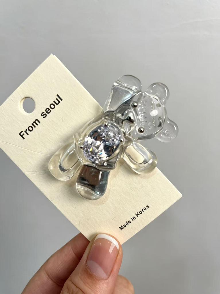 Korean INS Crystal Bear & Cat Paw Hair Clip