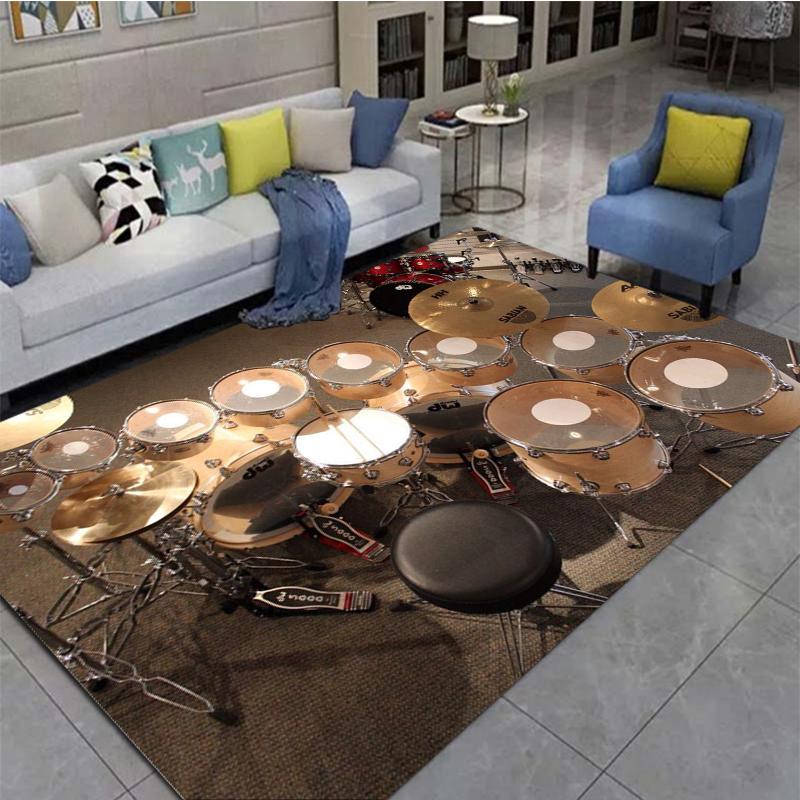 3D Drum Instrument Carpet, Living Room,bedroom, Sofa, Door Mat, Decorative Carpet, Drum Sound Insulation and Anti Slip Floor Mat