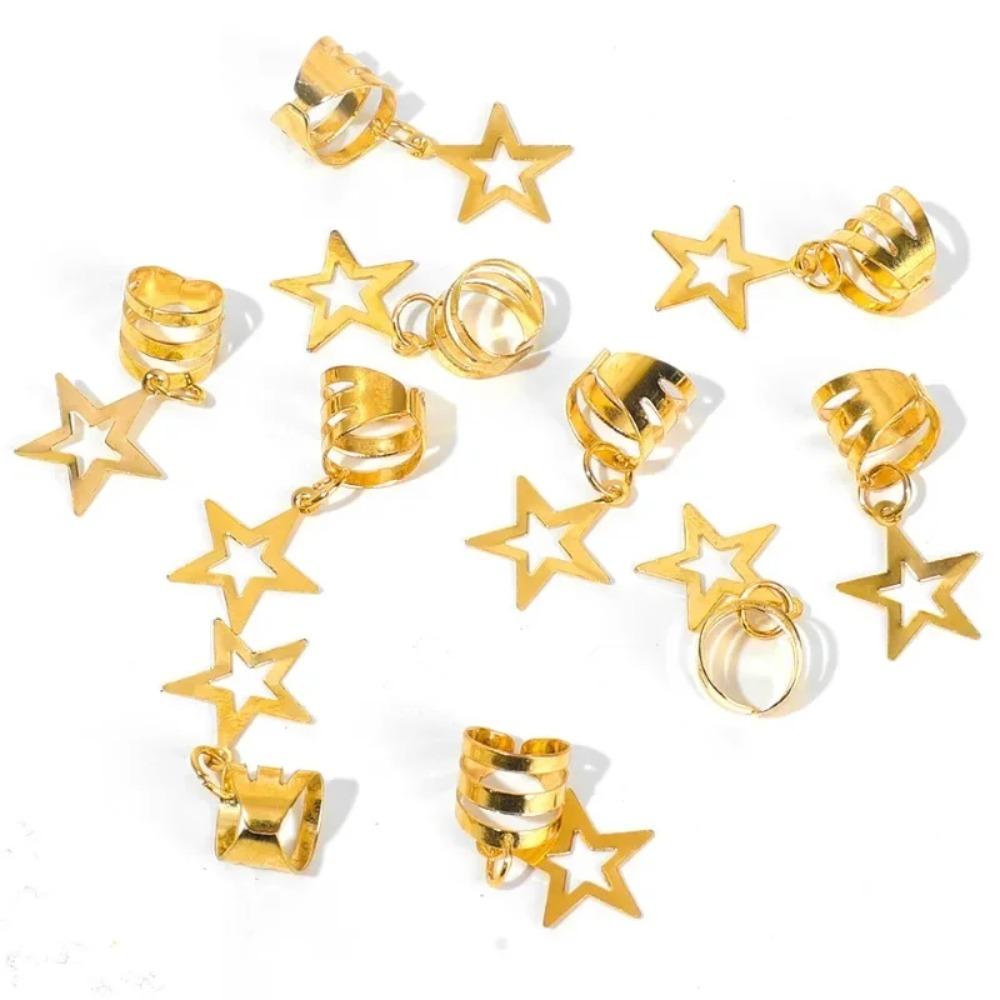 10pcs Dread Locks Hollow Out Hair Ring Star Shape Hair Braid Tubes Dreadlocks Beads Men