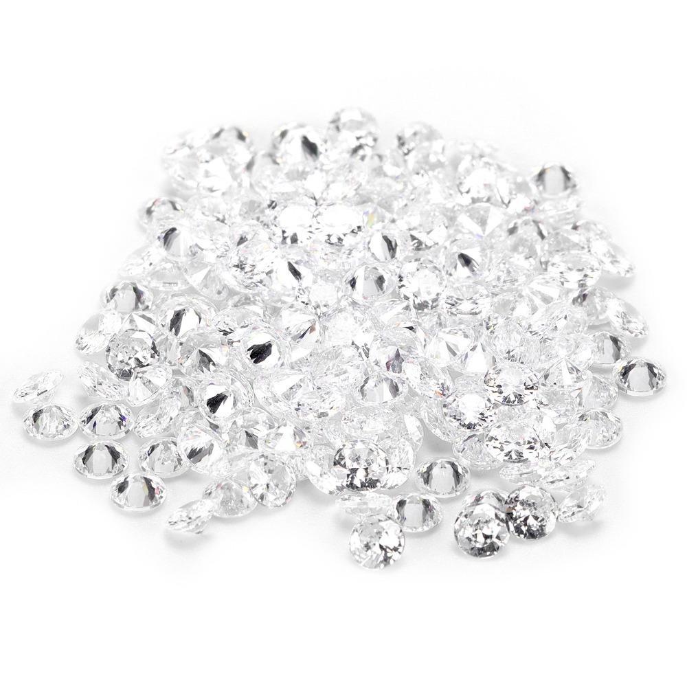 200PCS Round Fake Diamonds Transparent Cubic Zirconia Stones Loose Diamonds Dress Decoration
