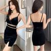 ISLAYCAOLILA Cabaret Mini Club Party Tight Mini Shrina Dress, Dress, Dress, Dress, Camisole, See-through, Sleeveless, Sheer, Waist-marked, Slit,