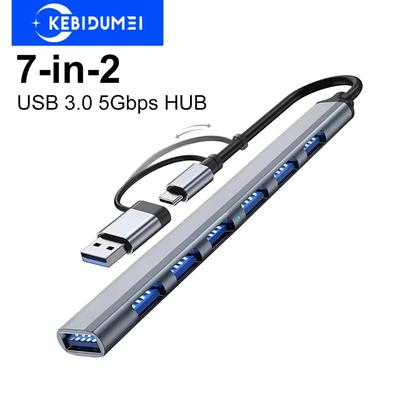 7 In 2 USB HUB Type C HUB Multi USB Splitter USB Adapter OTG USB To USB 3.0 HUB for Macbook Pro 13 15 Air Mi Pro PC Laptop