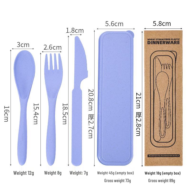 

Экологичный набор столовых приборов из пшеничной соломы: Портативный набор из 3 предметов: нож, вилка, ложка – с возможностью нанесения логотипа, для использования на природе и студентами.