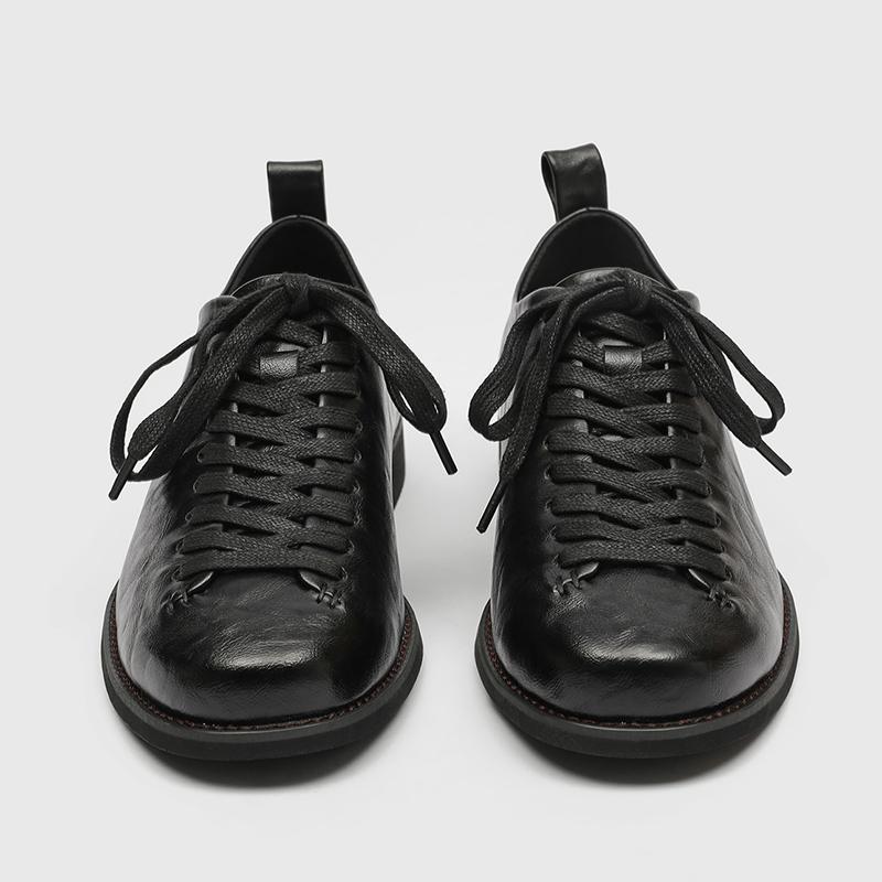 New High-end Commuting Bowling Shoes Height Increasing Derby Shoes Casual Formal Wear Business Personality Retro Lace Up Design