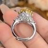 Ring Jewelry Colored Treasure Round Heavy Industry Luxury Inlaid Ring Women'S Two-Color Gold-Plated Ring