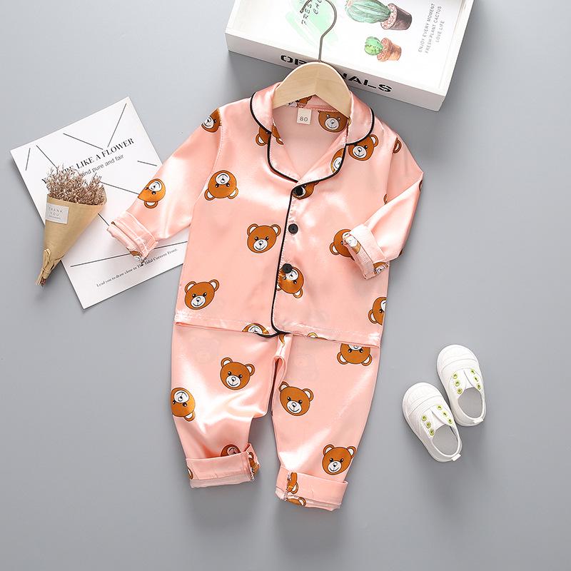Conjunto de Pijama Infantil de Algodón Seda de Dibujos Animados