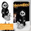 Halloween Ornament Spooky Halloween Decor Grim Reaper Dog Skeleton Statue for Garden Balcony Ornamental Skull for Courtyard