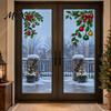 Static Window Cling 2Pcs Christmas Clings, Corner Wreath No?Glue Glass Decals with Holly Reusable Sticker Xmas Balls Bow Poinsettia, Stickers