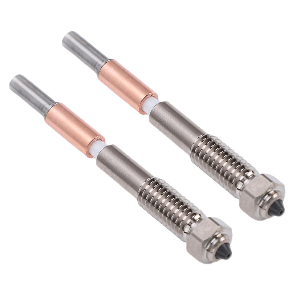 2PCS Bimetal Nozzle Replacement for QIDI Q2 Q2C 3D Printer 0.6mm Hardened Steel Nozzle with Ceramic Throat Tube High