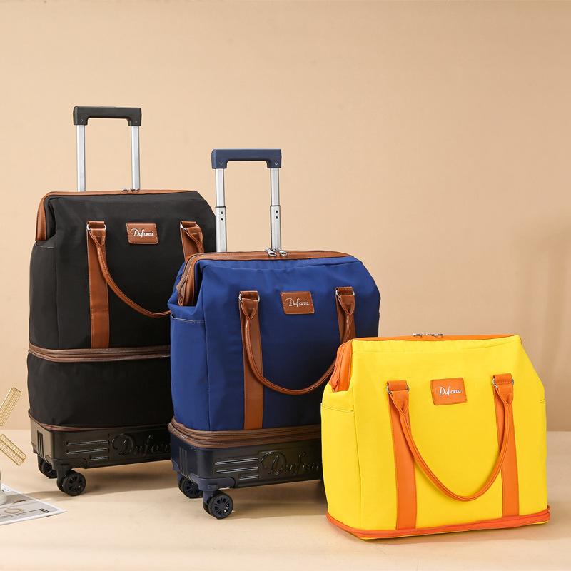 Foldable Travel Duffel Bag with Universal Wheels Large Capacity Rolling Luggage Bag