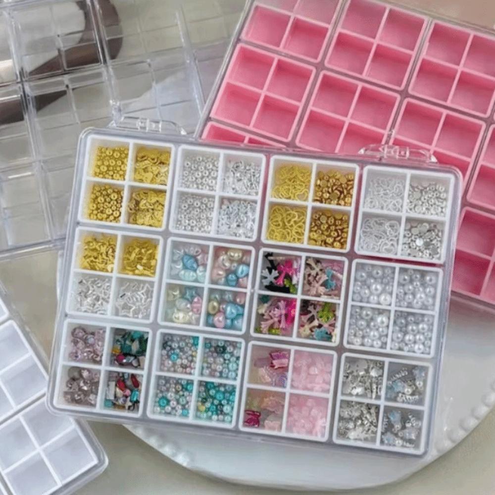 Plastic Nail Charms Case Detachable Grids Jewelry Organizing Box  Nail Rhinestone