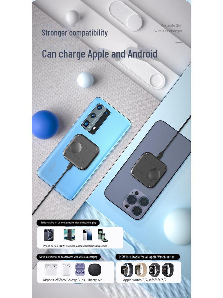 Soporte de Carga Inalámbrico Magnético Compacto 3 en 1 para Apple Watch