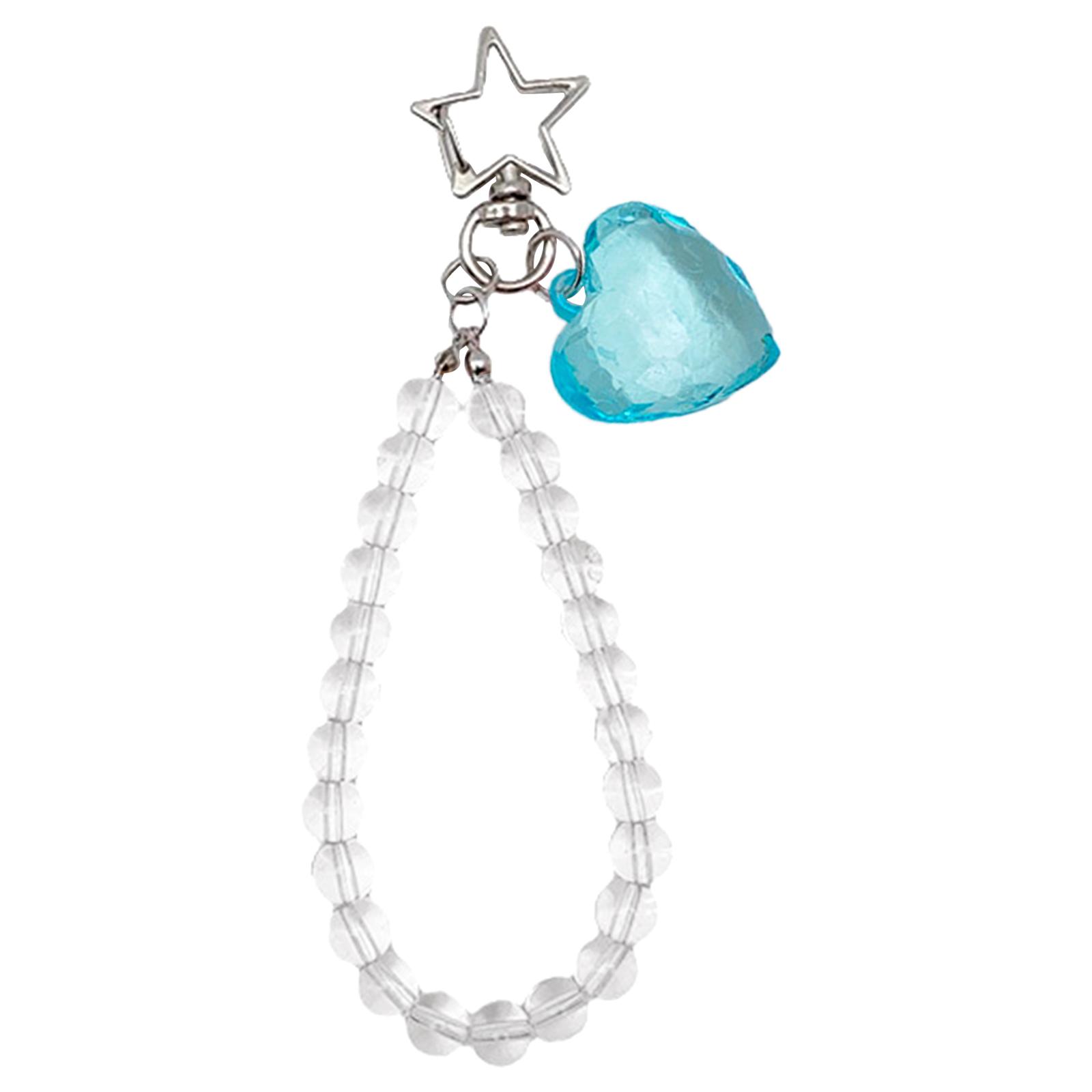 

Модный брелок в виде звезды и сердца, акриловый брелок с бусинами, украшение для рюкзака, идеальный подарок для девушки синий