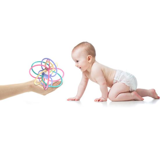 Sensoryczna piłka dla niemowląt, gryzaki dla dzieci w wieku 0-3 lat, miękka plastikowa piłka do gryzienia, zabawka do treningu chwytu ręką, piłka grzechotka