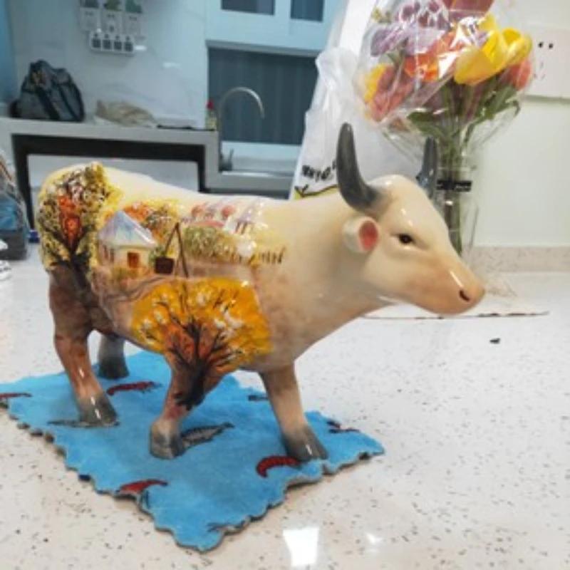 Hand-painted 3D Ceramic Cow Furnishings Bullish Ceramic Decorations American Country Style Home Accessories Exquisite Gifts